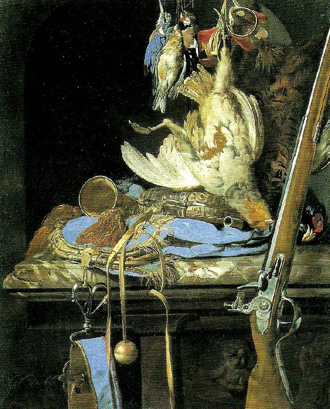 Aelst, Willem van stilleben med jaktredskap oil painting image